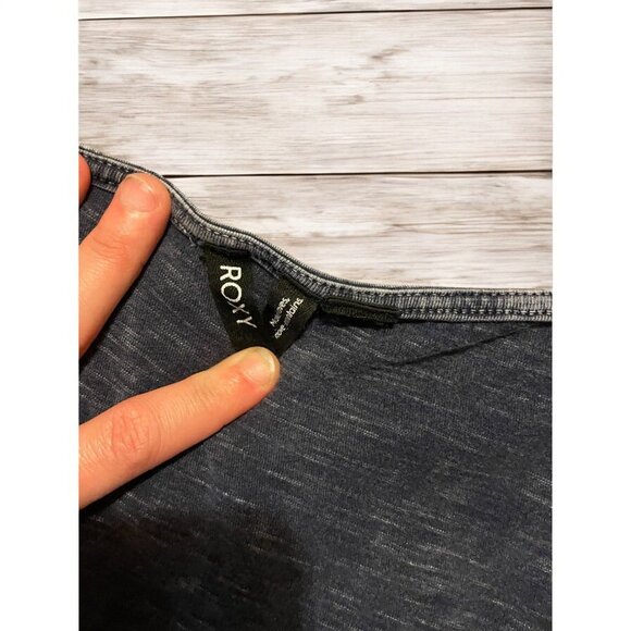 Roxy Womens Long-Sleeve Washed Blue Peplum Top Size S Cotton Blend - Picture 3 of 4